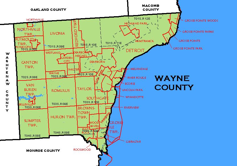 Wayne County Map from World Maps Library