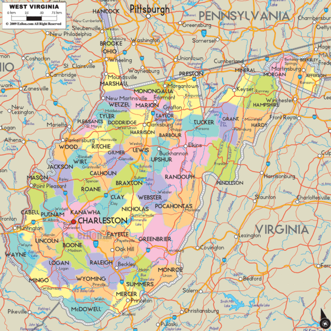 Map Of Cities In West Virginia