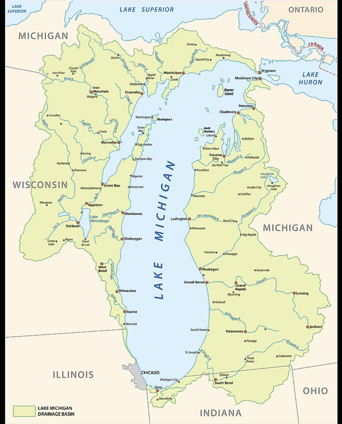 Lake Michigan Drainage Basin Map