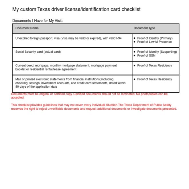 What Do I Need to Get a Texas Identification Card? Application Checklist