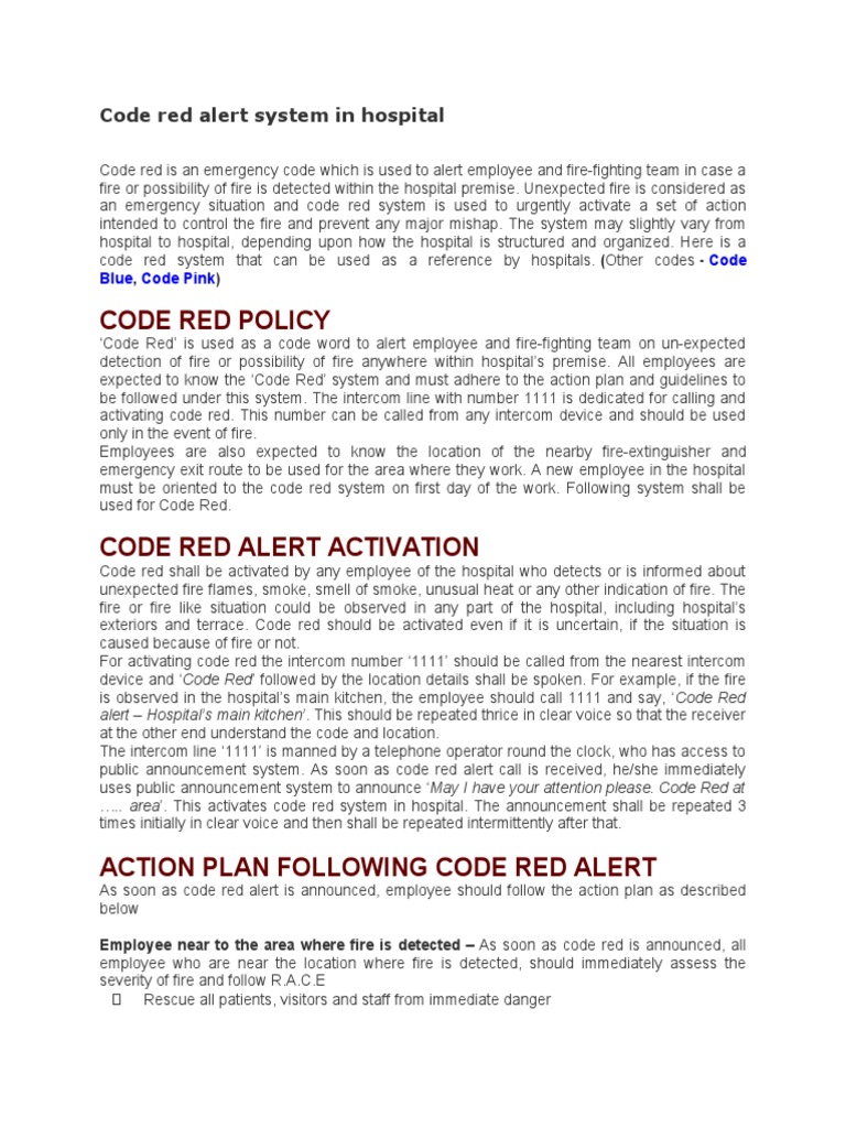 What Does Code Red Mean in the Hospital? Emergency Alerts Explained