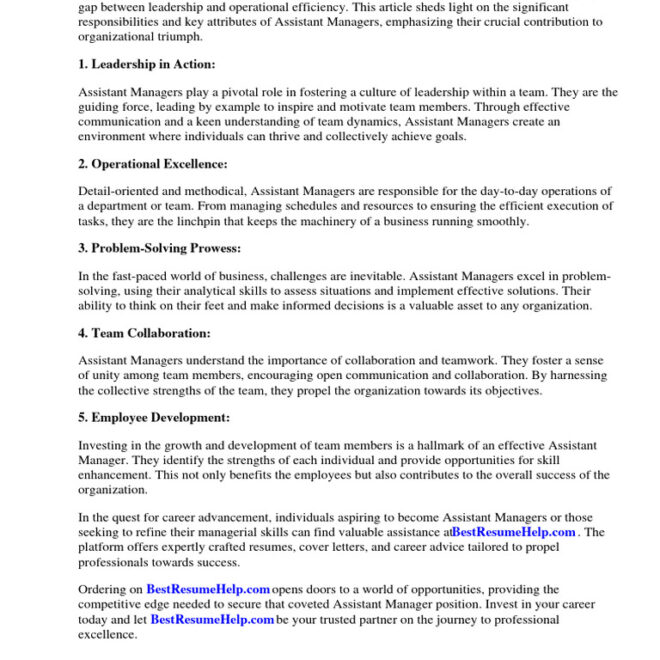 What Do Assistant Managers Do? Leadership Roles and Daily Responsibilities