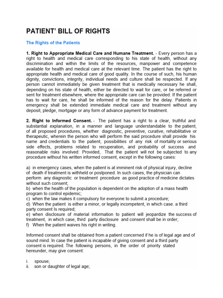 Does the Patient Bill of Rights Help Patients or Providers More?