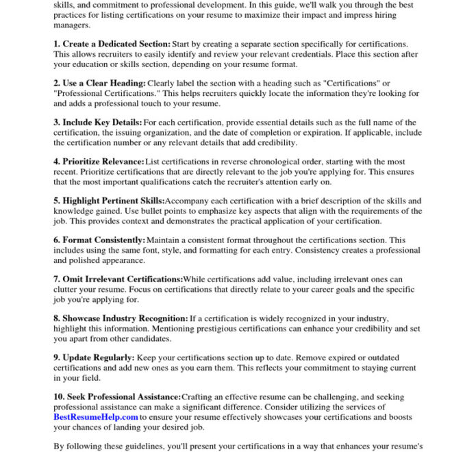 How to List Healthcare Certifications on Your Resume