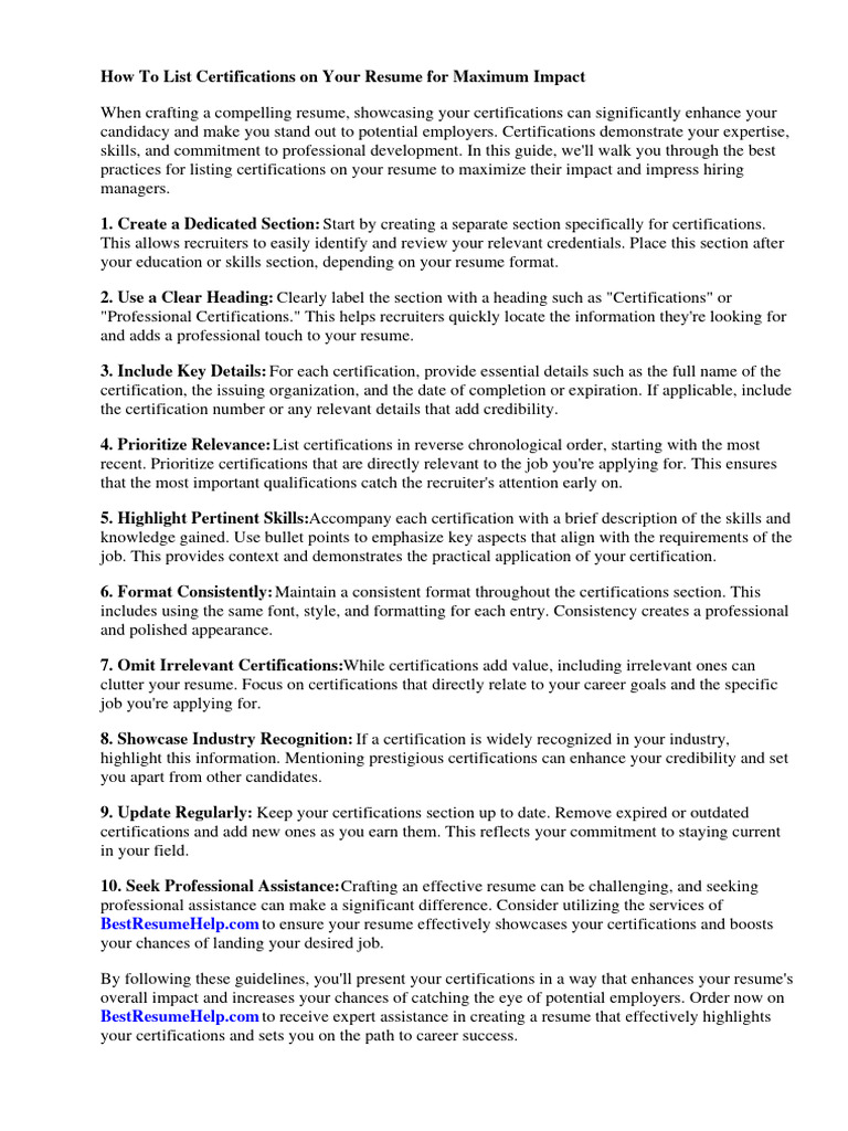 How to List Healthcare Certifications on Your Resume