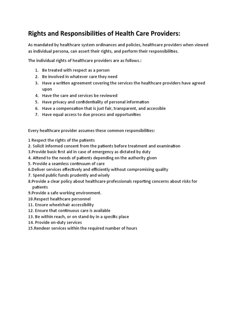 Who Determines Healthcare Provider Responsibilities?