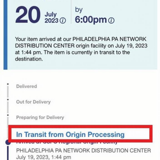 What Does In Transit From Origin Processing Mean