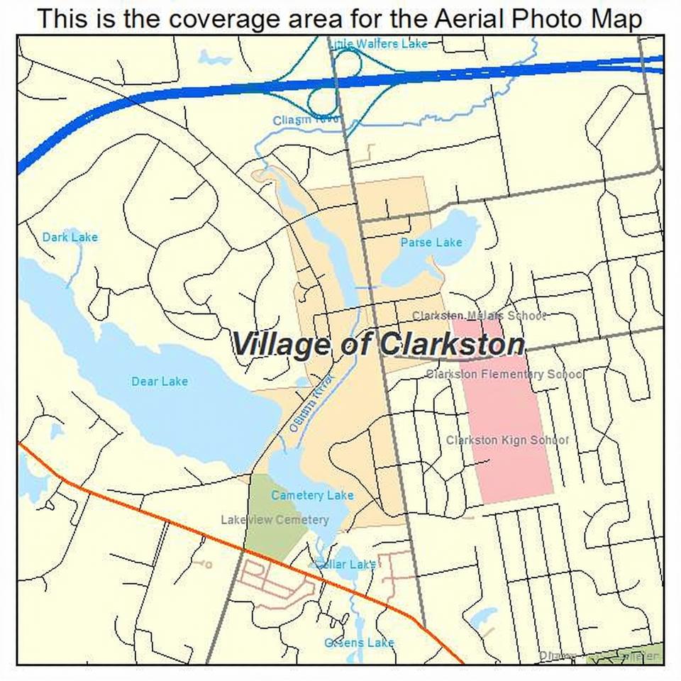 Aerial photography map of Village of Clarkston, MI