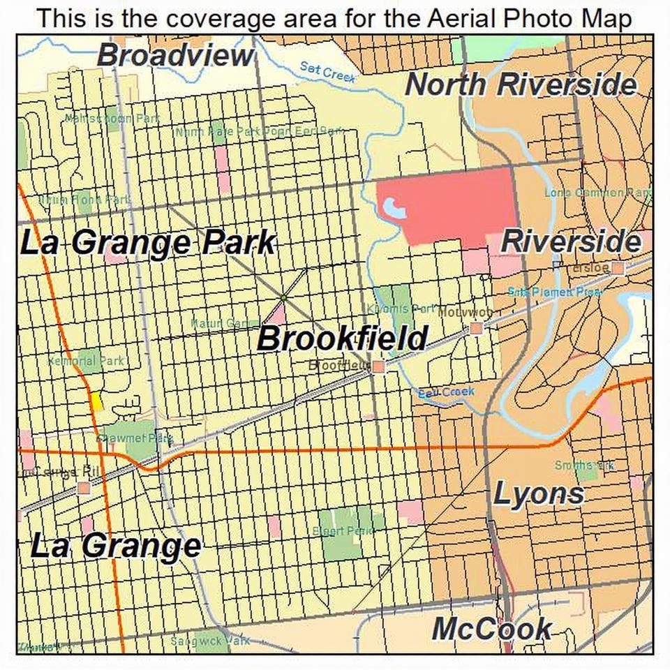 Aerial Photography Map of Brookfield, IL Illinois