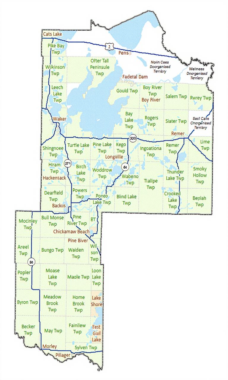 Map Of Cass County Mn