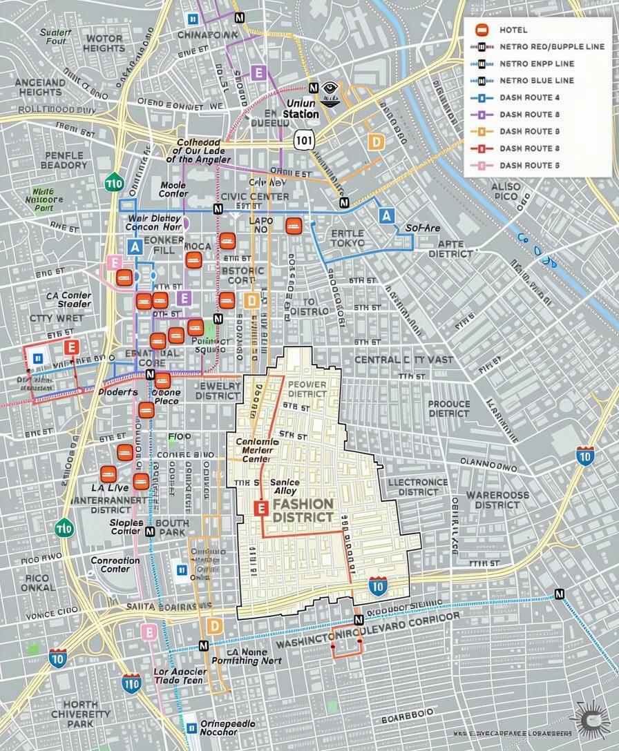 District Transportation Map - Los Angeles Fashion District