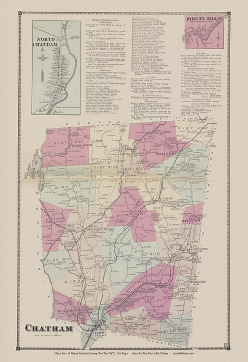 Chatham, New York 1873 Old Town Map Reprint