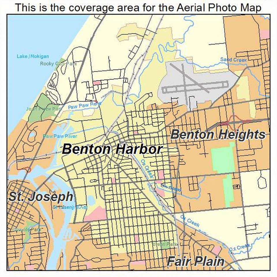 Aerial Photography Map of Benton Harbor, MI