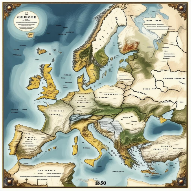 Map Of Europe 1850