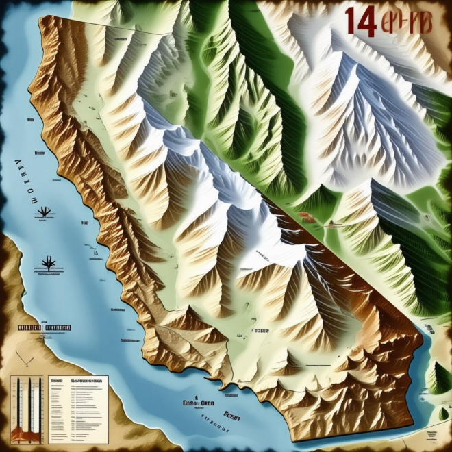 Map Of California 14ers