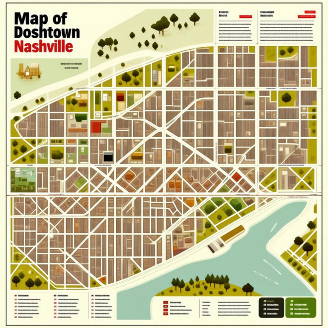 Map Of Downtown Nashville Hotels And Bars